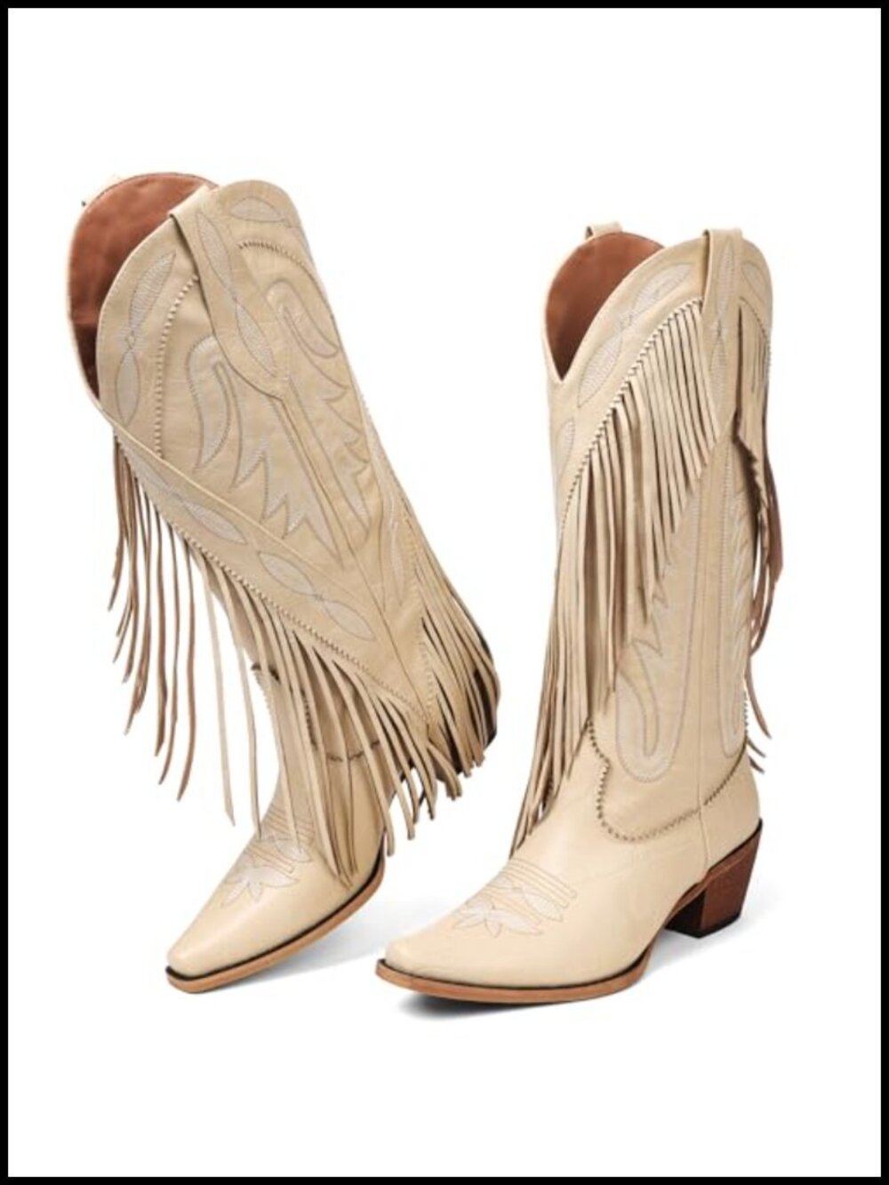 Suede Fringe Cowgirl Boots with 1.8 Block Heel